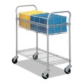 Utility Carts | Safco 5236GR 1 Shelf 1 Bin Dual-Purpose Metal Wire 39 in. x 18.75 in. x 38.5 in. Mail and Filing Cart - Metallic Gray image number 1