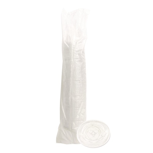 Food Service | Boardwalk BWKPET912STRAWPK 9 oz. to 12 oz. Crystal-Clear Cold Cup Straw-Slot Lids - Clear (100/Pack) image number 0