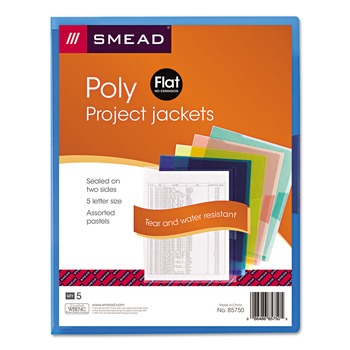 Smead Poly Organized Up Slash Jackets - Letter, Clear/Trans Assortment (5/Pack)