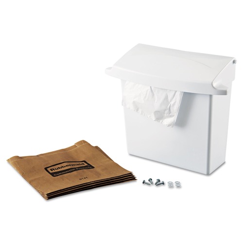 Trash & Waste Bins | Rubbermaid Commercial FG614000WHT Rectangular Plastic Sanitary Napkin Receptacle with Rigid Liner (White) image number 0