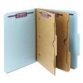 File Folders | Smead 14081 6 SafeSHIELD Fasteners 2 Dividers Letter Size 6-Section Pressboard Top Tab Pocket Classification Folders - Blue (10/Box) image number 0