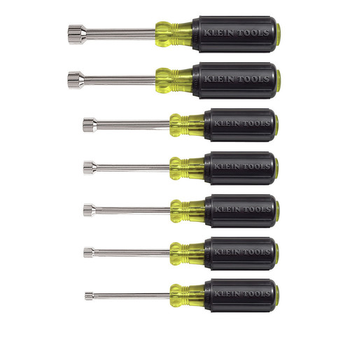 Screwdrivers | Klein Tools 631 7 Piece 3/16 in. - 1/2 in. Cushion-Grip 3 in. Shaft Nut Driver Set image number 0