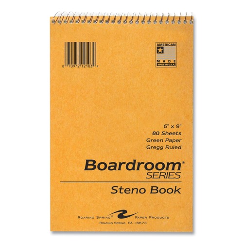 Notebooks & Pads | Roaring Spring 12103 6 in. x 9 in. Green 80-Sheets Gregg Rule Steno Pad - Brown Cover - (72/Carton) image number 0
