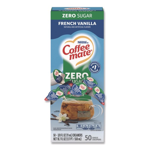 Food and Snacks | Coffee-Mate 12183747 0.38 oz. Mini Cups Liquid Coffee Creamer - Sugar Free French Vanilla (50/Box) image number 0