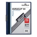 Office Jansan | Durable 221428 Holds 60 Pages Letter Vinyl Duraclip Report Cover with Clip  - Clear/Navy (25/Box) image number 0