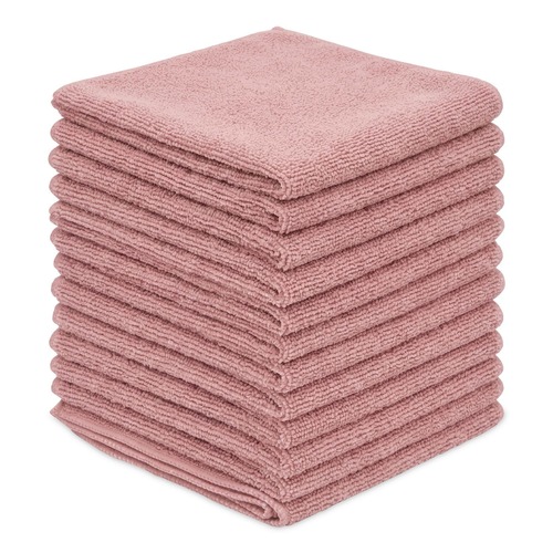 Cleaning Cloths | Boardwalk BWK12PINCLOTH 12 in. x 12 in. Microfiber Cloths - Pink (12/Pack) image number 0