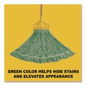 Mops | Rubbermaid Commercial FGD25306GR00 Super Stitch Blend Cotton/Synthetic Mop Head - Large, Green (6/Carton) image number 3