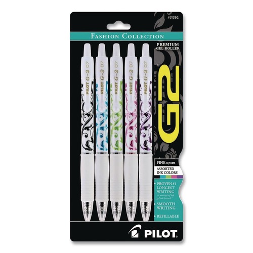 Pens | Pilot 31392 G2 Fashion Premium Fine 0.7 mm Gel Pen - Assorted Ink and Barrel Colors (5/Pack) image number 0