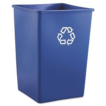 Rubbermaid Commercial 35 gal. Plastic Square Recycling Container - Blue