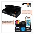 Desktop Organizers | Victor 9525-5 10.5 in. x 5.5 in. x 4 in. 6 Compartments Wood Desk Organizer with Smartphone Holder - Midnight Black image number 3