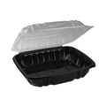 Food Service | Pactiv Corp. DC109100B000 EarthChoice 1 Compartment 66 oz. 10.5 in. x 9.5 in. x 3 in. Plastic Vented Dual Color Microwavable Hinged Lid Container - Black/Clear image number 3