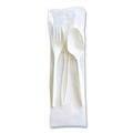 Food Service | Boardwalk BWK3COMBOKITPP 6.97 in. Plastic Mediumweight Fork/Knife/Spoon 3-Piece Cutlery Kit - White (250/Carton) image number 1