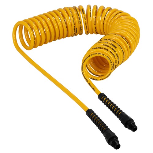 Air Tool Adaptors | Dewalt DXCM012-0242 1/4 in. MNPT 25 ft. Polyurethane Recoil Hose With Bend Restrictors image number 0