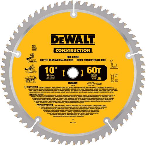 Miter Saw Blades | Dewalt DW3106 10 in. Construction Miter/ Table Saw Blade image number 0