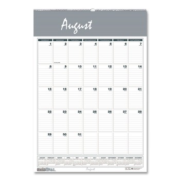 House of Doolittle 12-Month (Aug-July): 2025-2026 12 in. x 17 in. Academic Year Bar Harbor Recycled Wirebound Monthly Wall Calendar - White/Blue Sheets