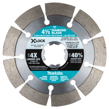 CIRCULAR SAW BLADES | Makita E-07191 X-LOCK 13300 RPM Masonry Cutting 4-1/2 in. Segmented Diamond Blade