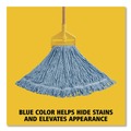 Mops | Rubbermaid Commercial FGD21206BL00 Super Stitch Blend Medium Cotton/Synthetic Mop Head - Blue (6/Carton) image number 3