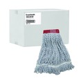 Customer Appreciation Sale - Save up to $60 off | Boardwalk BWK553 Rayon/Polyester Wide Floor Finish Mop Head - Large, White/Blue (12/Carton) image number 0