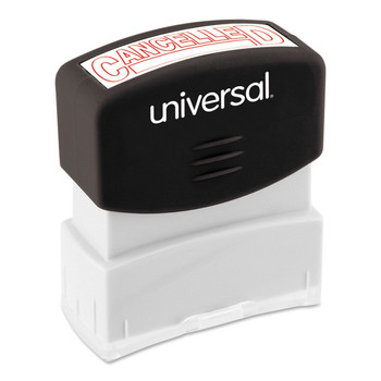 Universal UNV10045 Pre-Inked One-Color CANCELLED Message Stamp - Red