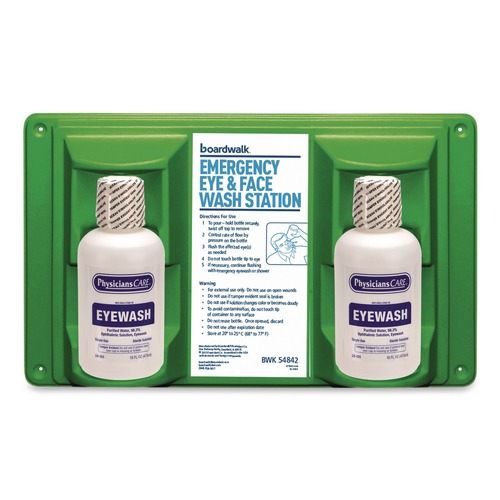 Eyewash Stations | Boardwalk 54842 Emergency Eyewash Station with 16 oz. Bottles (6/Kit) image number 0