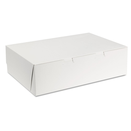 Early Labor Day Sale | SCT SCH 1025 14 in. x 10 in. x 4 in. Non-Window Paper Bakery Boxes - White (100/Carton) image number 0