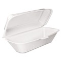 Food Trays, Containers, and Lids | Dart 99HT1R Foam Hinged Removable Hoagie 5.3 in. x 9.8 in. x 3.3 in. Lid Container - White (500/Carton) image number 0