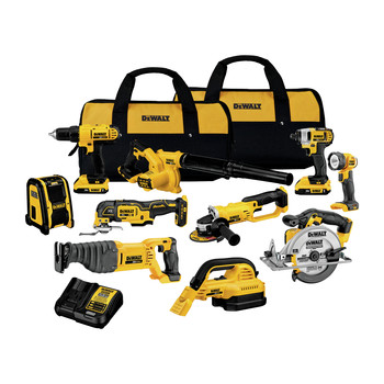 COMBO KITS | Dewalt DCK1020D2 10-Tool Combo Kit - 20V MAX Cordless with 2 Batteries (2 Ah)