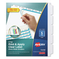 Office Jansan | Avery 11438 Index Maker 11.25 in. x 9.25 in. 5-Tab Extra Wide Tab Print and Apply Clear Label Dividers - White/White Tabs (1-Set) image number 0
