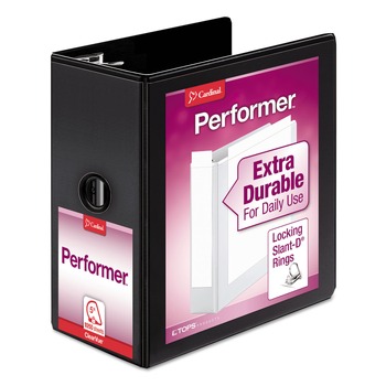 Cardinal 17951 Performer 3 Slant D Ring 5 in. Capacity ClearVue Binder - Black