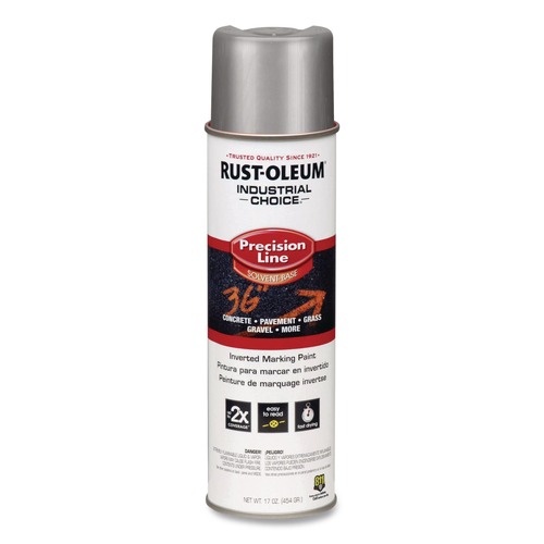New Year New Savings! Save $25 off $150 | Rust-Oleum 239007 Industrial Choice M1600 System 17 oz. Aerosol Can Solvent-Based Precision Line Marking Paint - Flat Silver (12/Carton) image number 0