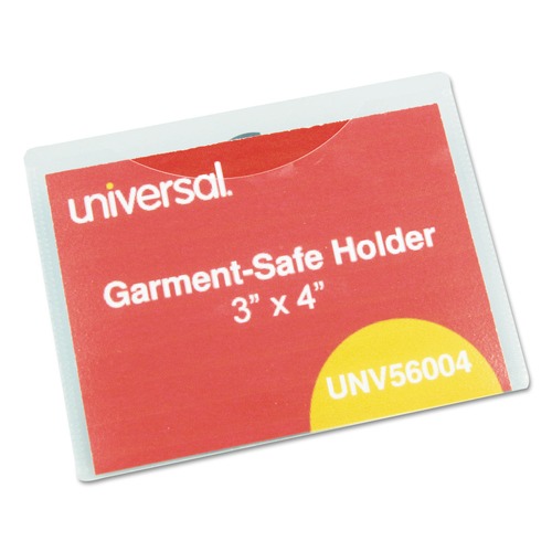 Office Jansan | Universal UNV56004 3 in. x 4 in. Badge Holders with Garment-Safe Clips and White Inserts - Clear (50/Kit) image number 0