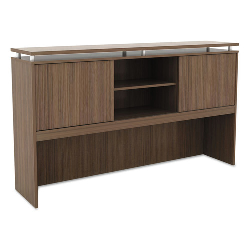  | Alera ALESE266615WA 66 in. x 15 in. x 42.5 in. Sedina Series Hutch with Sliding Doors - Modern Walnut image number 0