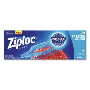 Ziploc 9.6 in. x 12.1 in. 1 gal. Zipper Freezer Bags - Clear (28/Box)