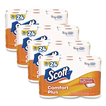 Scott ComfortPlus 1-Ply Septic Safe Toilet Paper Double Roll Bath Tissue - White (48/Carton)