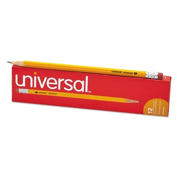 Universal UNV55400 HB (#2), Woodcase Pencil - Black Lead/Yellow Barrel (1-Dozen)