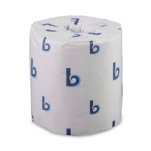 Cleaning & Janitorial Supplies | Boardwalk B6150 4.5 in. x 3.75 in. 2-Ply Septic Safe Toilet Tissue - White (96 Rolls/Carton, 500 Sheets/Roll) image number 0