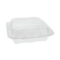 Food Service | Pactiv Corp. YTD18801ECON 8.42 in. x 8.15 in. x 3 in. Dual Tab Lock Economy Vented Foam Hinged Lid Container - White (150/Carton) image number 4