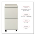 Office Filing Cabinets & Shelves | Alera ALEPBFFPY 14.96 in. x 19.29 in. x 27.75 in. 2 Legal/Letter-Size File Drawers Left or Right File Pedestal with Full-Length Pull - Putty image number 6