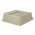 Trash & Waste Bins | Rubbermaid Commercial FG266400BEIG 20.13 in. Plastic Untouchable Square Swing Top Lid - Beige image number 1