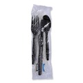 Cutlery | Boardwalk BWKFKTNSMWPSBLA 6-Piece Condiment/Fork/Knife/Napkin/Teaspoon Cutlery Kit - Black (250/Carton) image number 1