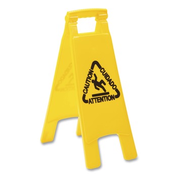 Boardwalk 10 in. x 2 in. x 26 in. 2-Sided Site Safety Wet Floor Caution Sign - Yellow