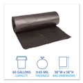 Trash Bags | Boardwalk H7658HKKR01 0.65 Mil 38 in. x 58 in. 60 Gallon Low-Density Can Liners - Black (100/Carton) image number 2