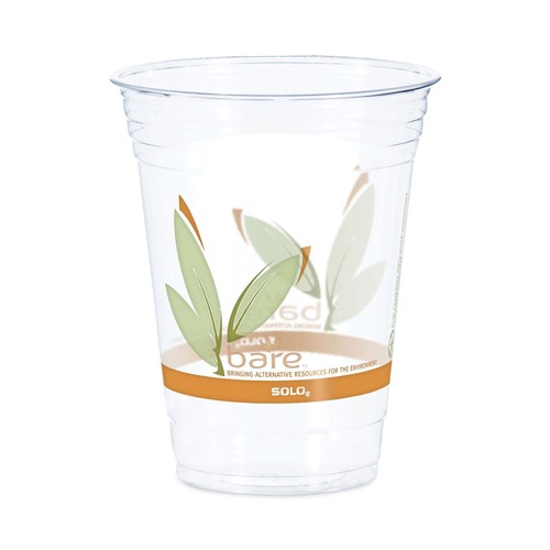 Cups and Lids | Dart RTP16DBARE 16 - 18 oz. Bare Eco-Forward Leaf Design RPET Cold Cups - Clear (50/Pack) image number 0