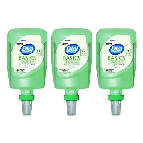Soap Dispensers | Dial Professional 17000 16726 1 L Basics Hypoallergenic Foaming Hand Soap Refill for FIT X1 Manual Dispenser - Fresh Floral Scent (3/Carton) image number 0