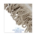 Mops | Boardwalk BWK432C 32 oz. Cotton Loop Web/Tailband Premium Standard Mop Head - White (12/Carton) image number 5