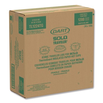 Dart TL1224TG Solo Traveler Sip Through Lids for ThermoGuard 12 oz to 24 oz Hot Cups - White (1200/Carton)