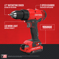 Drill Drivers | Factory Reconditioned Craftsman CMCD701C2R 20V Variable Speed Lithium-Ion 1/2 in. Cordless Drill Driver Kit with 2 (1.3 Ah) Batteries image number 9