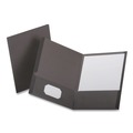 Office Jansan | Oxford 53406EE Linen Finish Twin Pocket Letter Folders - Black (25/Box) image number 1