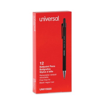 Universal UNV15520 Fine 0.7 mm, Retractable, Ballpoint Pen - Black (1 Dozen)