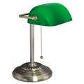 Lamps | Alera ALELMP557AB Traditional 10.5 in. x 11 in. x 13 in. Banker's Lamp - Antique Brass/Green image number 1
